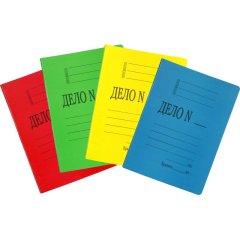 Скоросшиватель картон. Дело 300гр/м2 мелованный 4 цвета, 20 шт/уп