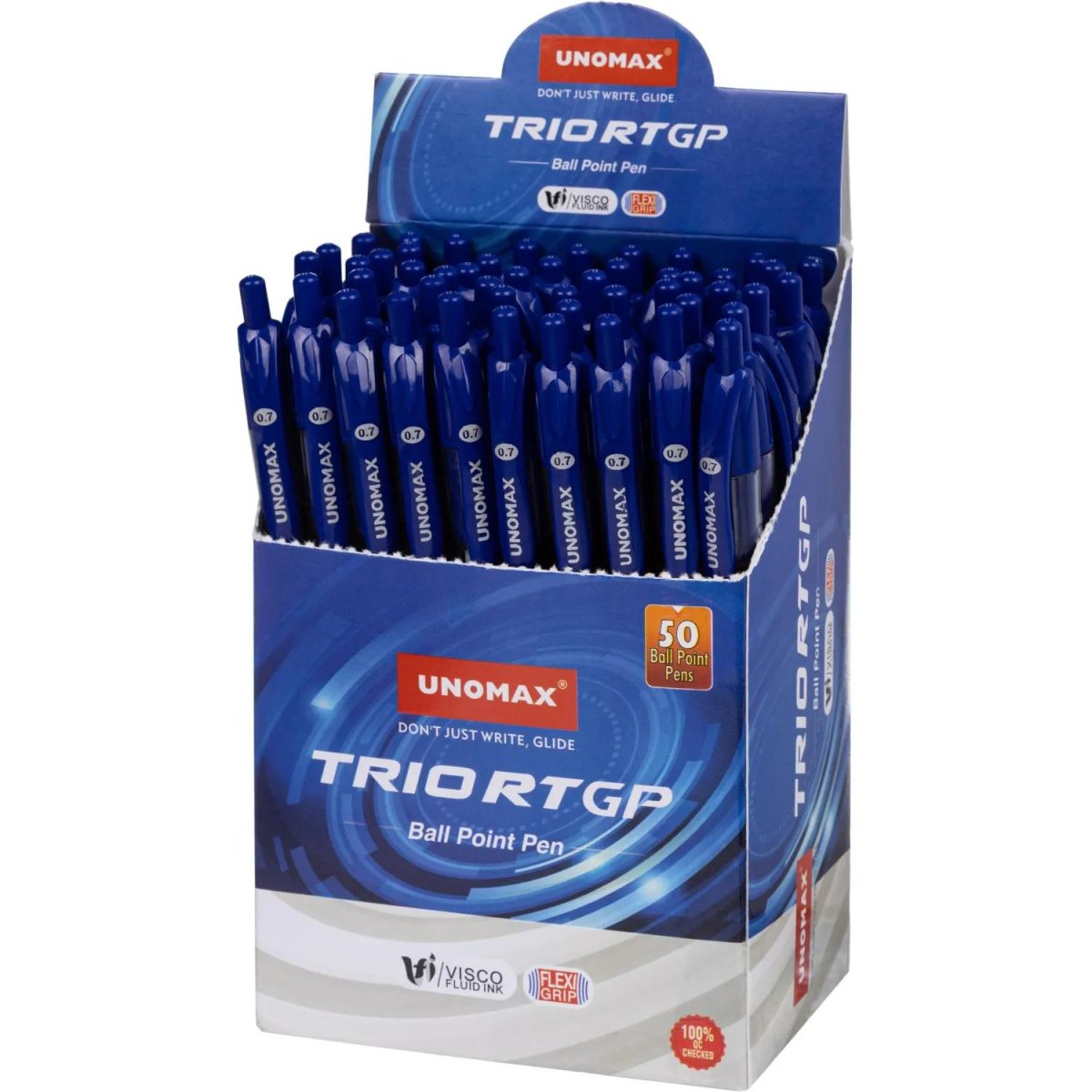 Ручка шариковая автомат. Unimax Glide Trio Steel 0,7мм,син,мас,5шт/уп