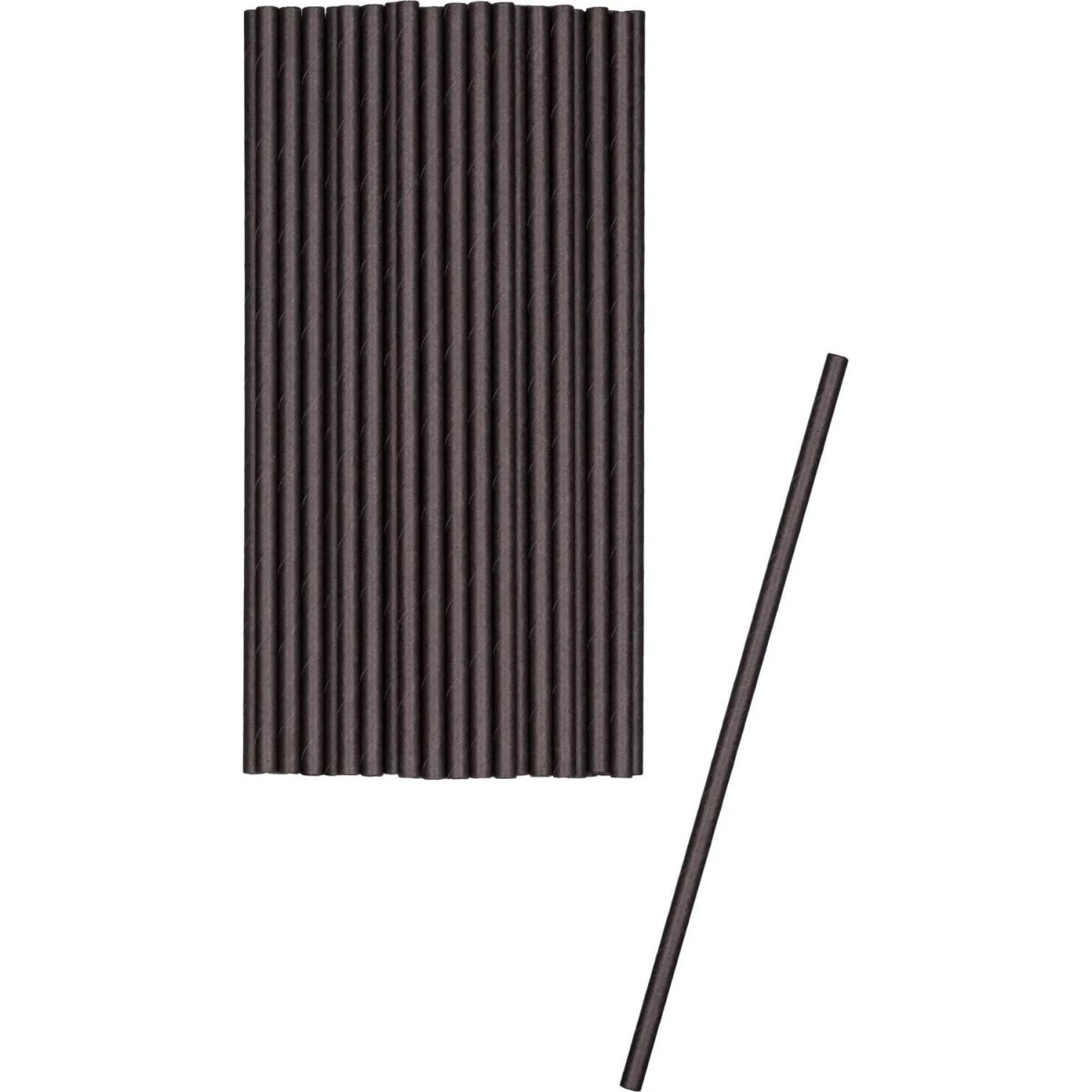 Трубочки для коктейля  бумажная чёрная 197мм, d-6мм, 2500шт/кор