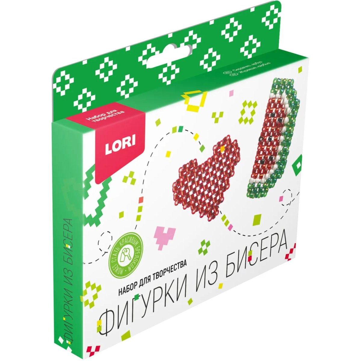 Набор для изготовления Фигурки из бисера. Брелоки Сердечко, арбуз, Бис-104