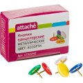 Кнопки канцелярские Attache металлич. шляпка 10 мм, цветные 50 шт.карт.уп