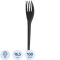 Вилка одноразовая 165мм, черная, ПС 100шт/уп