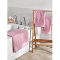 Полотенце махровое банное бордюр Жаккард 70х120 см ,500 г/м2, Пепел розы