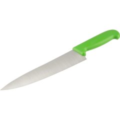 Нож поварской лез 254 мм  толщ 2 мм  3Cr13  зел пластиковая ручка