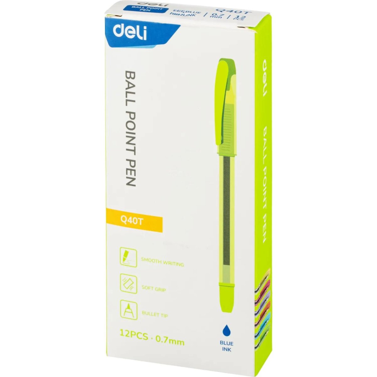 Ручка шариковая неавтомат. Deli EQ40T,пулевидн.нак,0.7мм,пониж.вязк,син