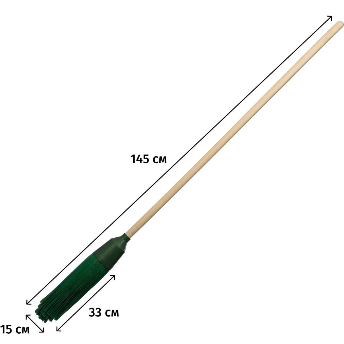 Метла круглая трехкольцевая с березовым черенком