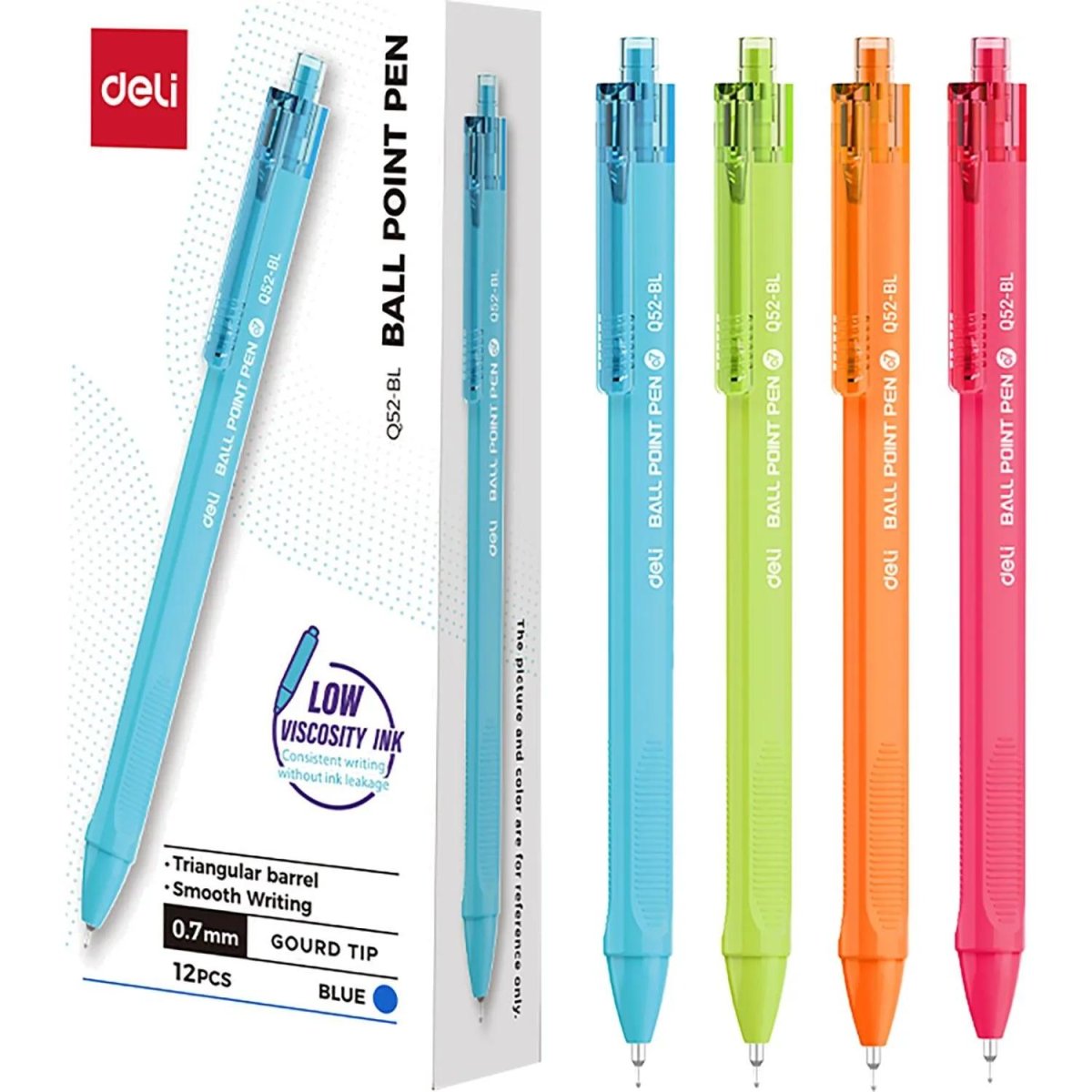 Ручка шариковая автомат. Deli EQ52-BL,гибр.нак 0,7,син.черн,в асс