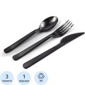 Набор однораз.3/1 (вил/лож/нож ПП) черн., 300наб/кор (Н31-017)