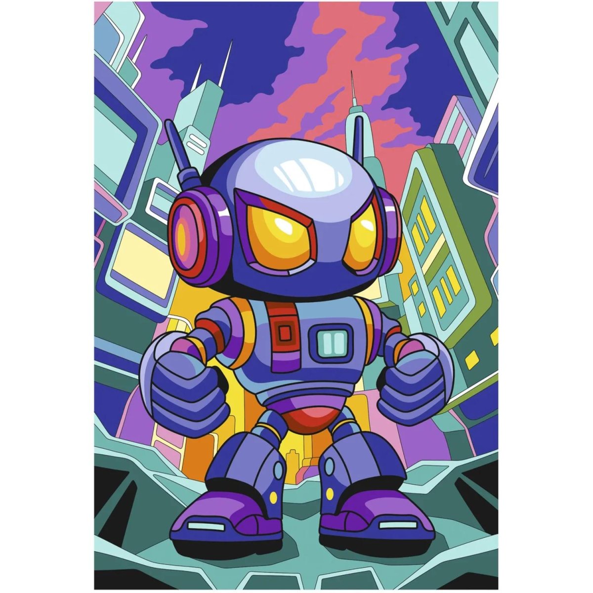 Картина по номерам на холсте 20x30 см Нео-робот Рхд-047