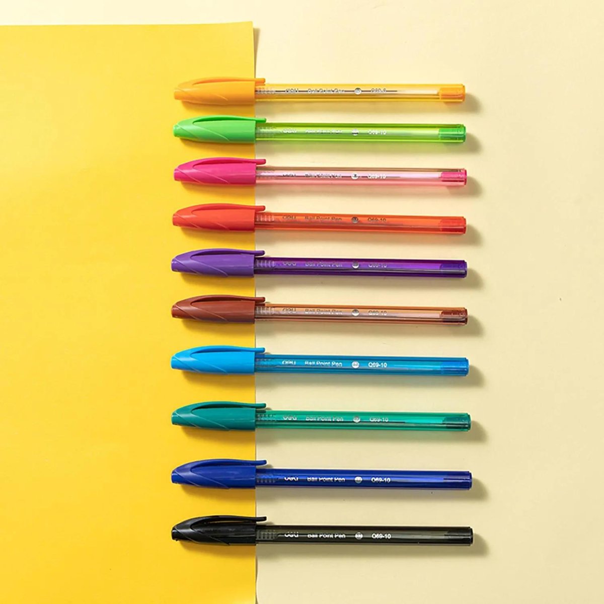 Набор шариковых ручек Deli EQ69-10,иг.нак 0,7,черн.пониж.вязк,10 цвет