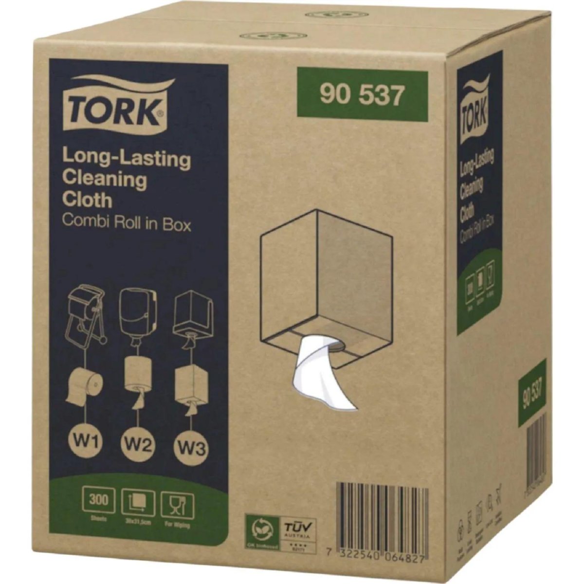 Материал протирочный нетканый Tork W1/W2/W3 300лx1рул/кор, белый 90537