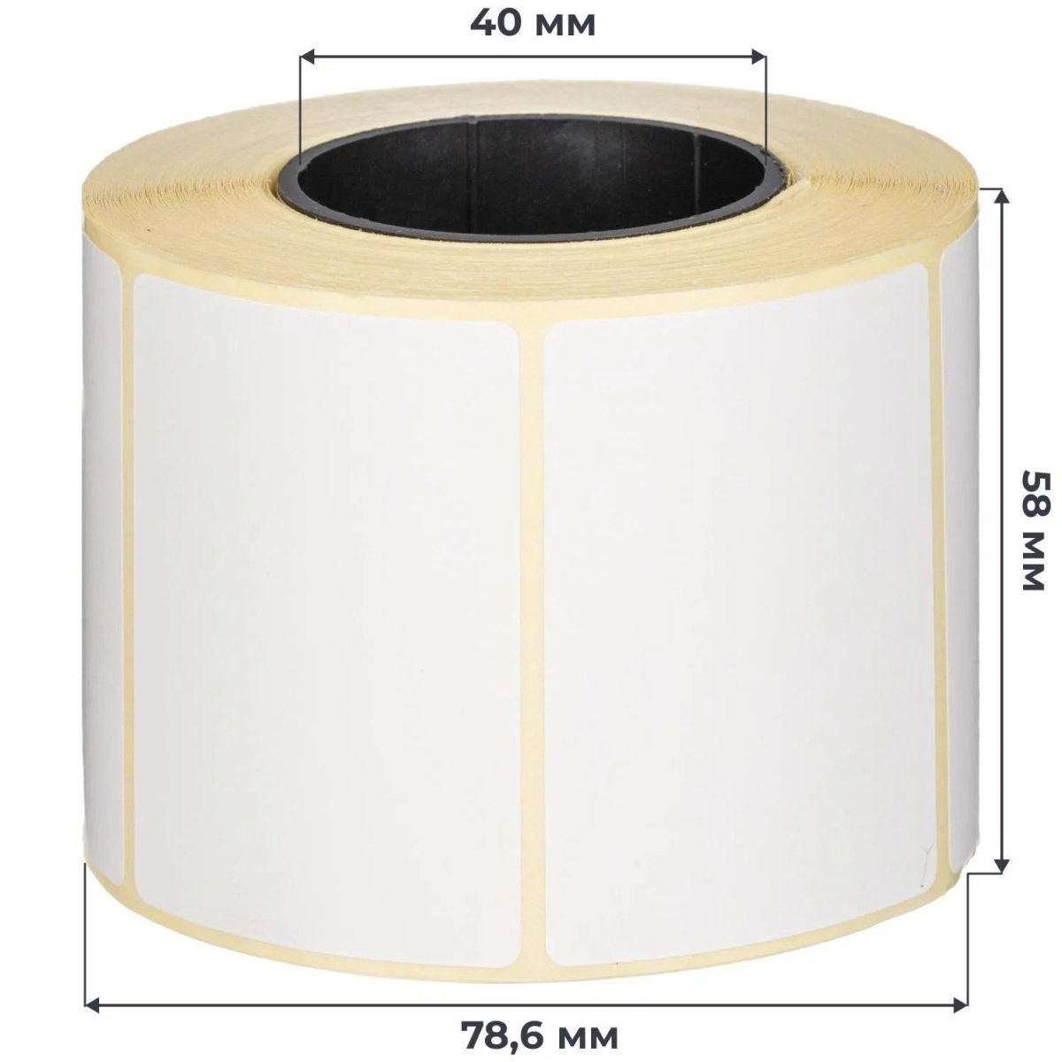 Термотрансферные этикетки ПГЛ 58х40 700 шт/рул, вт.40, 8 рул/уп