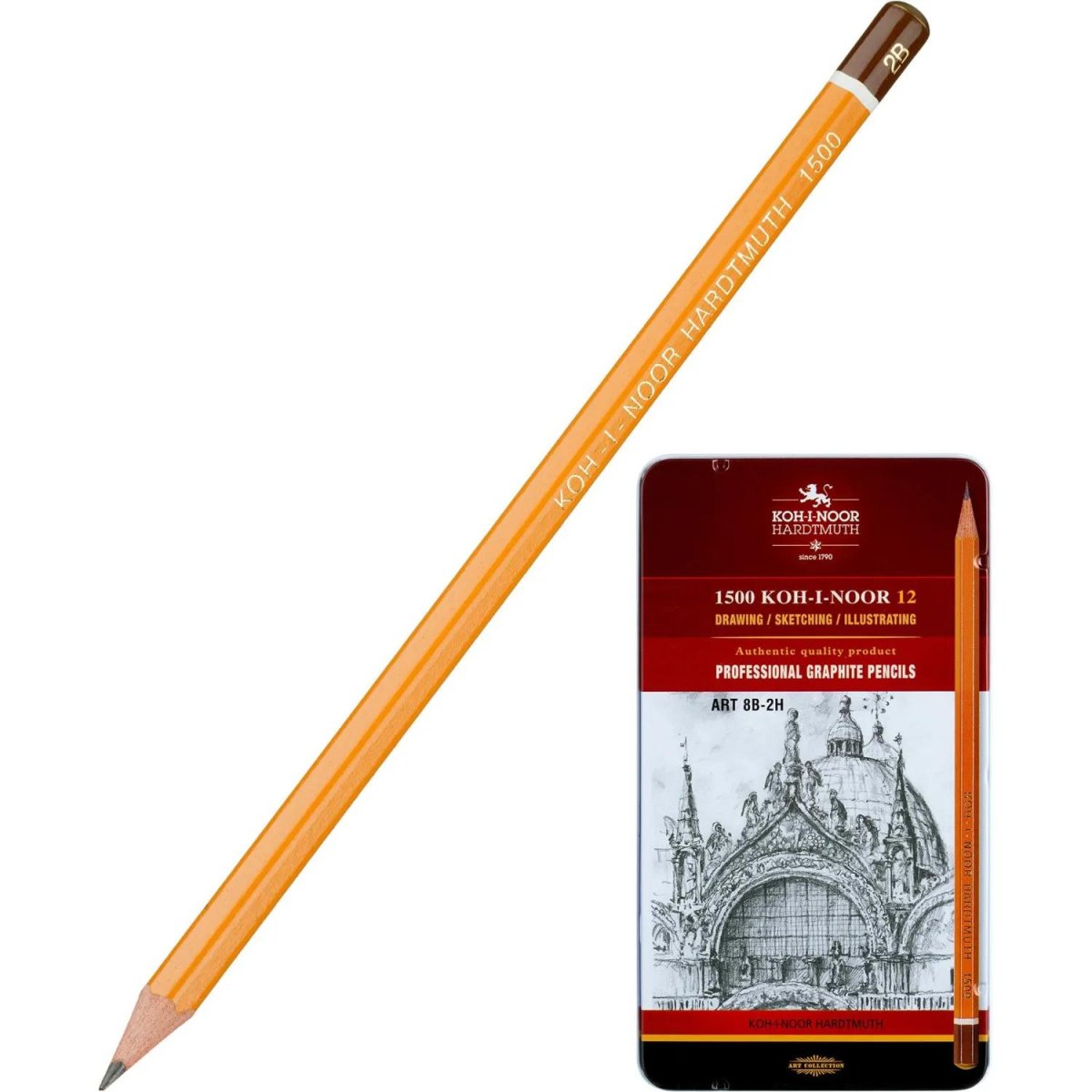 Набор карандашей черногр KOH-I-NOOR 1502/II 8B-2H 12шт./наб.,б/ласт, Чехия