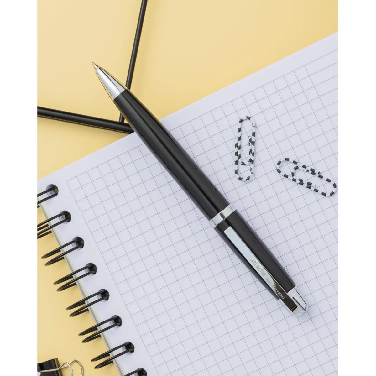 Ручка шариковая  Attache Selection, корп.черный,  стерж.синий, автом