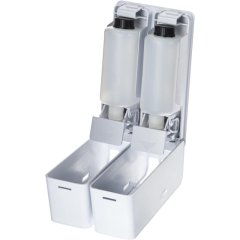 Дозатор для жидкого мыла 2x380мл пластик белый M-9029W-2