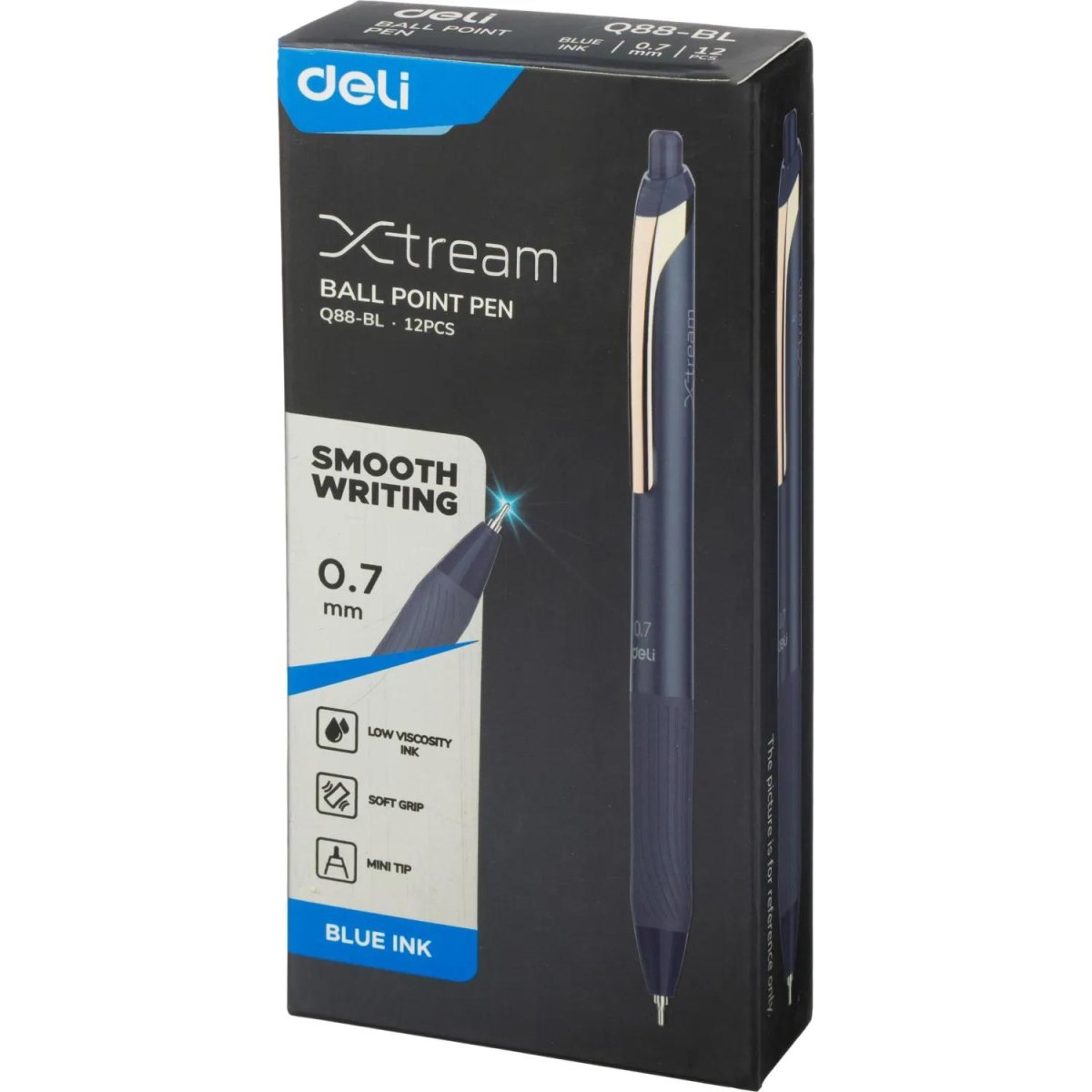 Ручка шариковая автомат. Deli EQ88-BL,син,игол.нак,0,7мм,пониж.вязк,2цв .сс