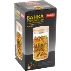Банка стеклянная для сыпучих продуктов с крышкой BAMBU, 1 л