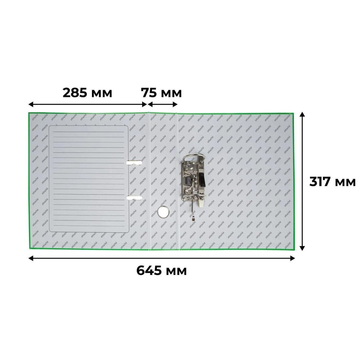 Папка-регистратор 75мм  Attache Neon А4 зеленый б/мет уголка, лам картон