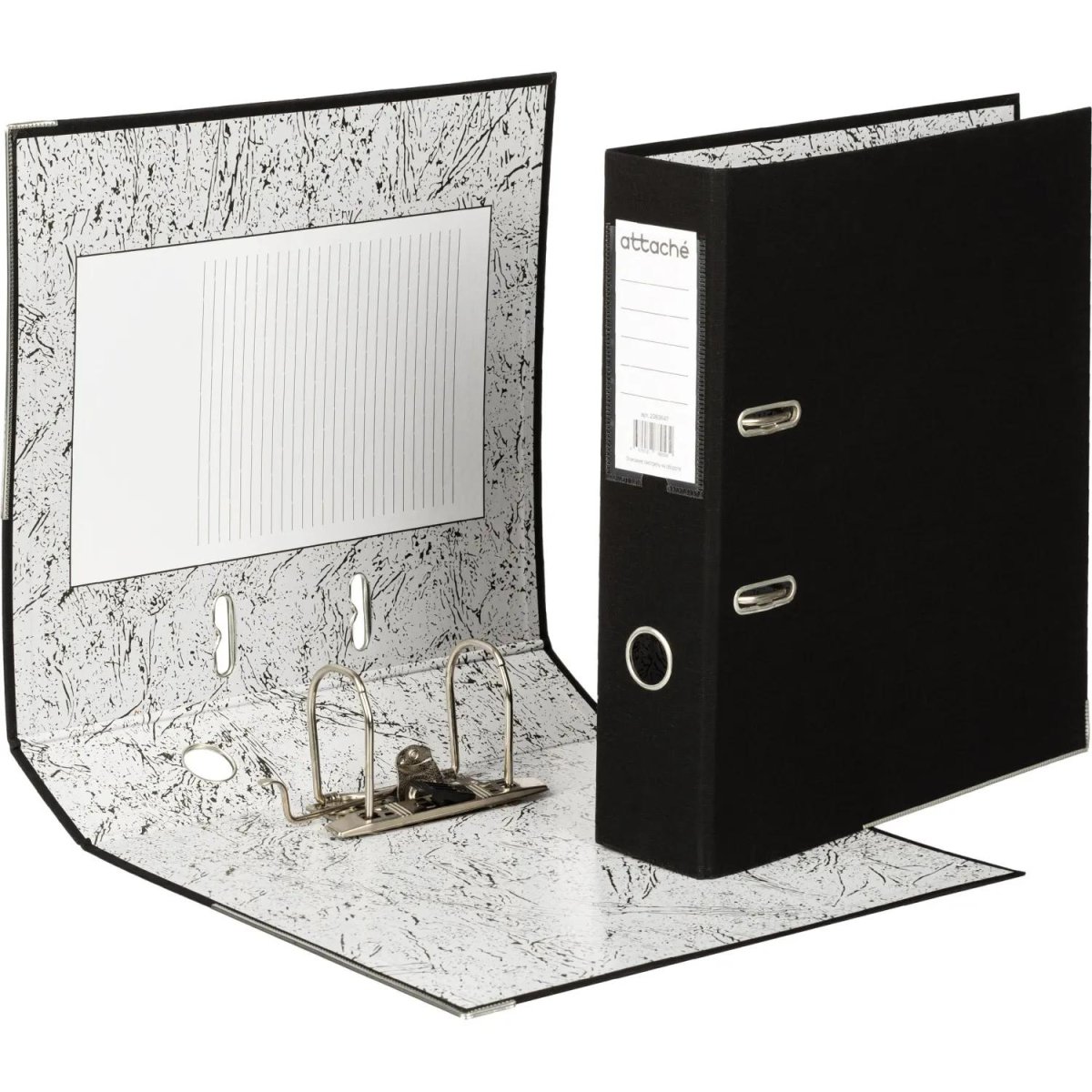 Папка-регистратор 75мм Attache А4, черная РР/бумага, мет уголок