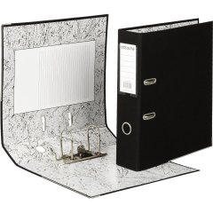 Папка-регистратор 75мм Attache А4, черная РР/бумага, мет уголок