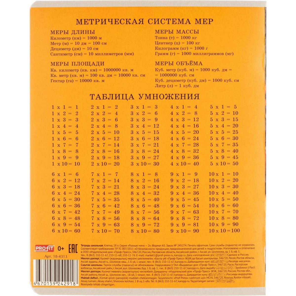 Тетрадь КЛЕТКА 18л. РАЗНЫЕ МЯЧИ-2 обл.-мел.карт,ассорти 18-4313