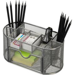 Подставка-органайзер д/канц.мелочей Комус 9от мет сетка 220х110х105мм сереб