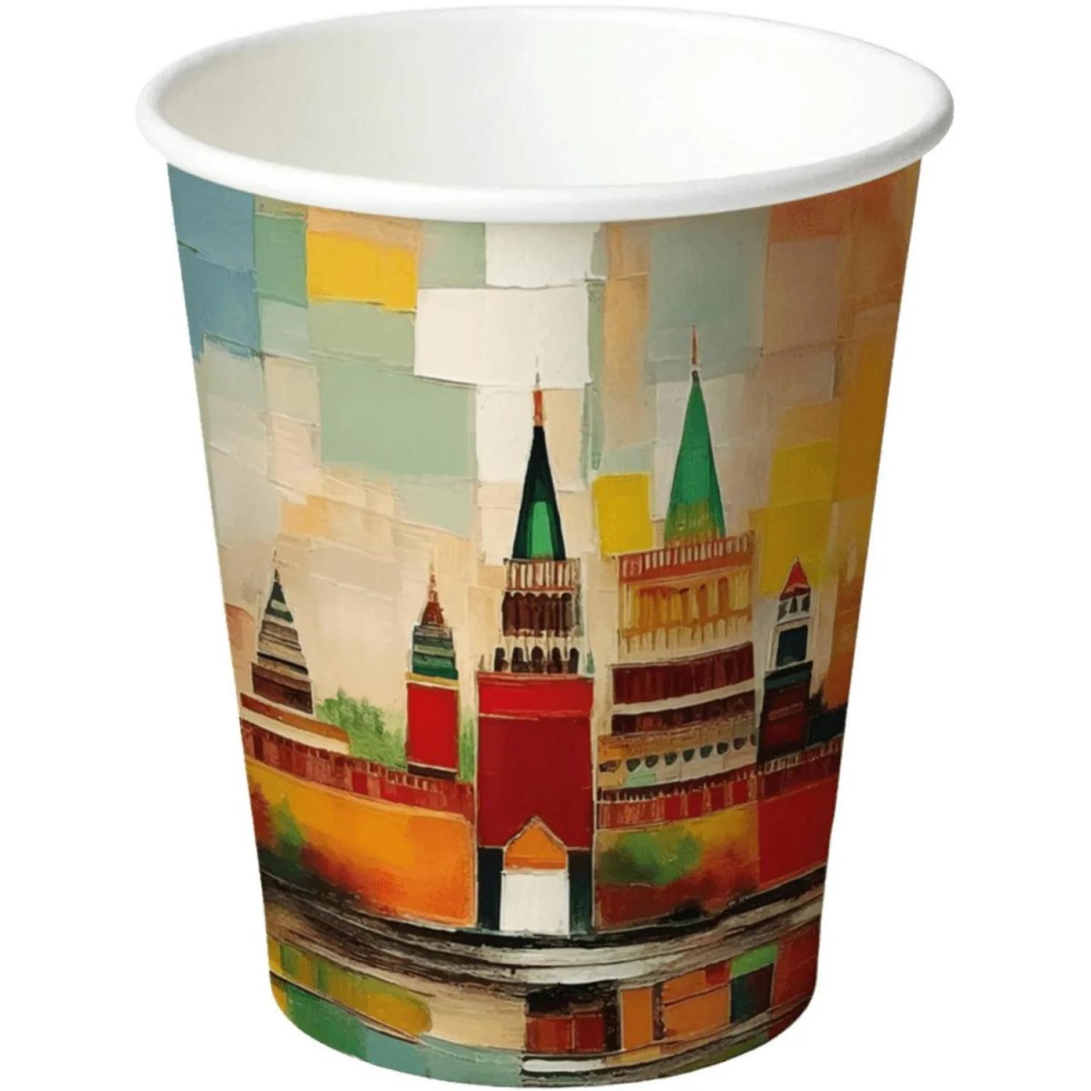 Стакан одноразовый бум 1сл 350 мл d-90мм Города new  50шт/уп
