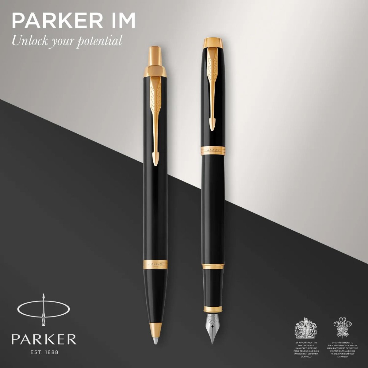 Набор Parker IM Black GT, ручки шариковая+перьевая,1мм,син,под.кор, 2093216