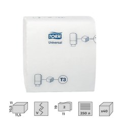 Бумага туалетная листовая д/дисп Торк/Tellus ТЗ 1сл 250л 40 пач/уп_114272