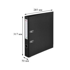 Папка-регистратор Комус Стандарт 50мм черная, ПБП2, карм.кор., мет.уг