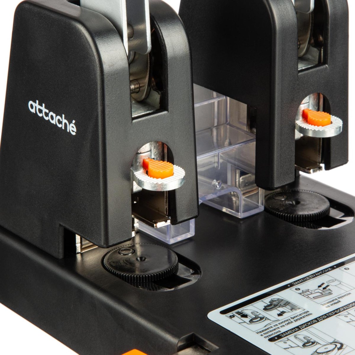 Дырокол Attache до 110 листов, металлический, мощный, черный