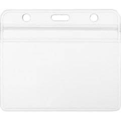 Бейдж Deli E5758 100х80мм горизонт. б/крепления ПВХ прозрачный (упак:10шт)