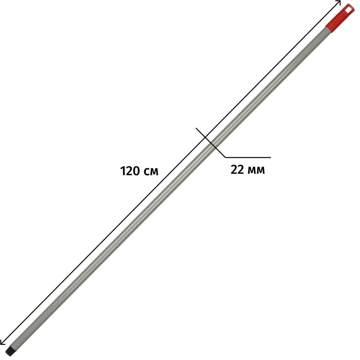 Рукоятка металлическая, цвет красный 120см с резьбой NV-123MR
