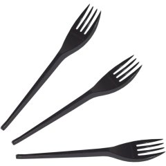 Вилка одноразовая 165мм, черная, ПС 100шт/уп