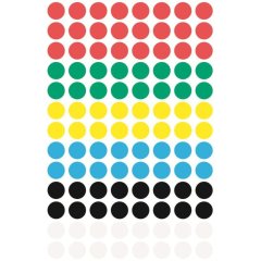 Этикетки самоклеящиеся  точки, 3090,  d=8mm,разноцветные, 416шт/уп