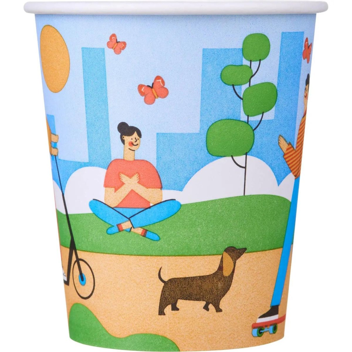 Стакан одноразовый бум односл. 250 мл d-80мм Активный отдых (MIX) 50шт/уп