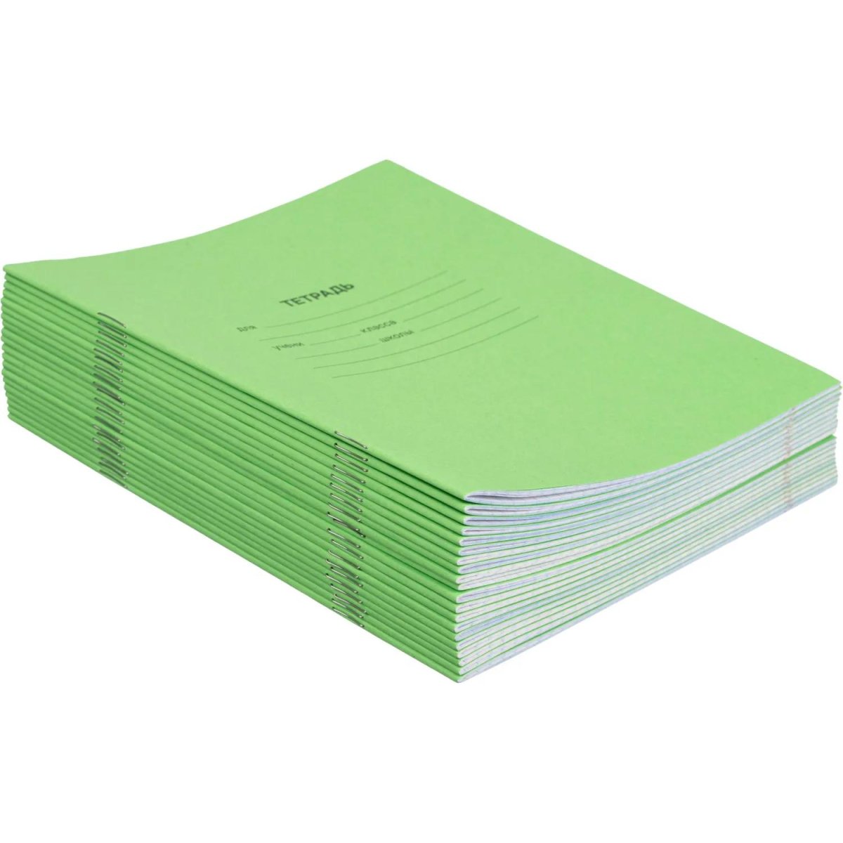 Тетрадь в зеленом офсете 18л, клетка уп. по 20 шт./запайка, 100% белизна