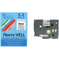 Картридж -лента Vell VL-221CH(с чип.9мм,чер.на бел.)для Puty {Vell-221CH