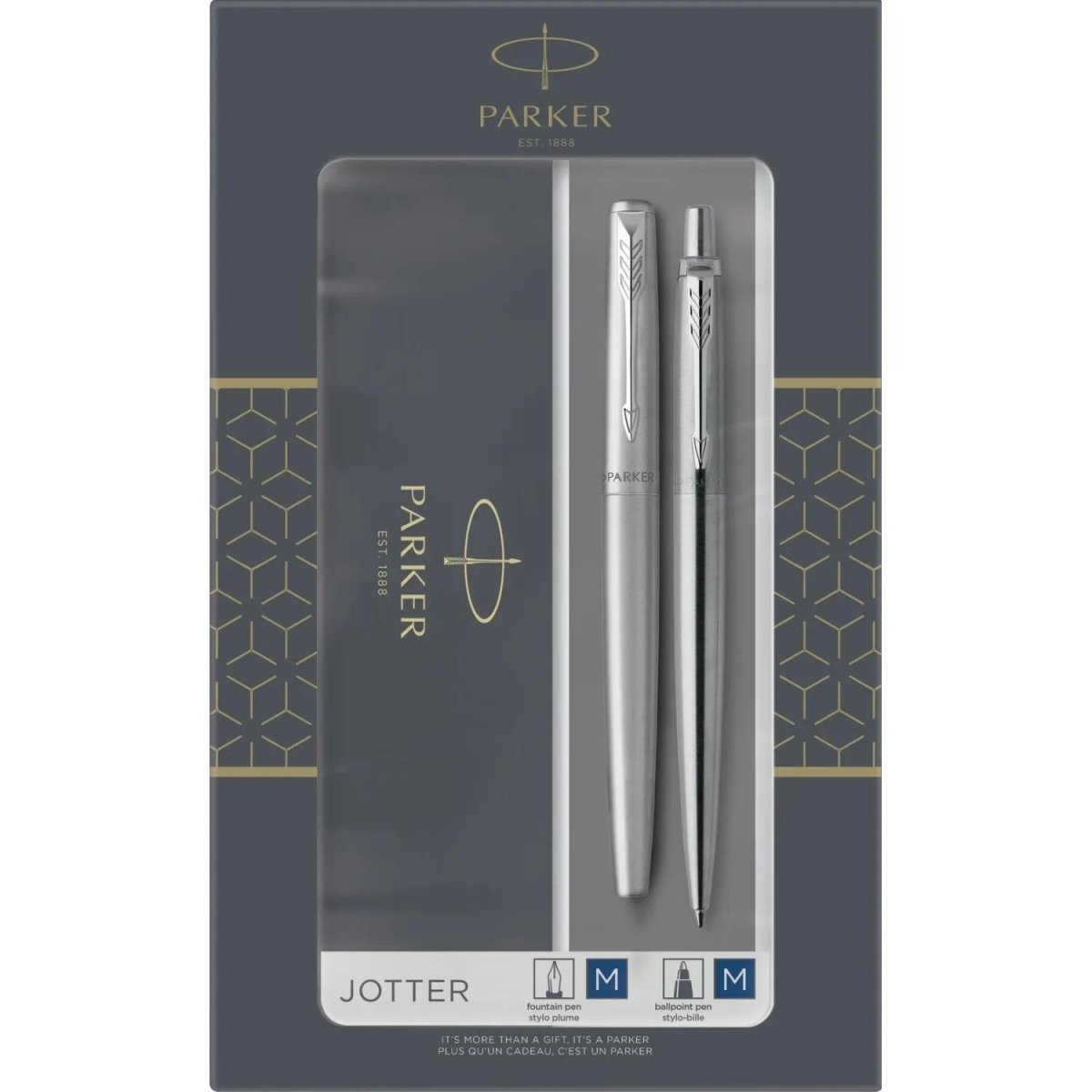Набор Parker Jotter Stainless Steel CT, ручки шар.+пер-я,1мм,синий, 2093258