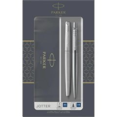 Набор Parker Jotter Stainless Steel CT, ручки шар.+пер-я,1мм,синий, 2093258